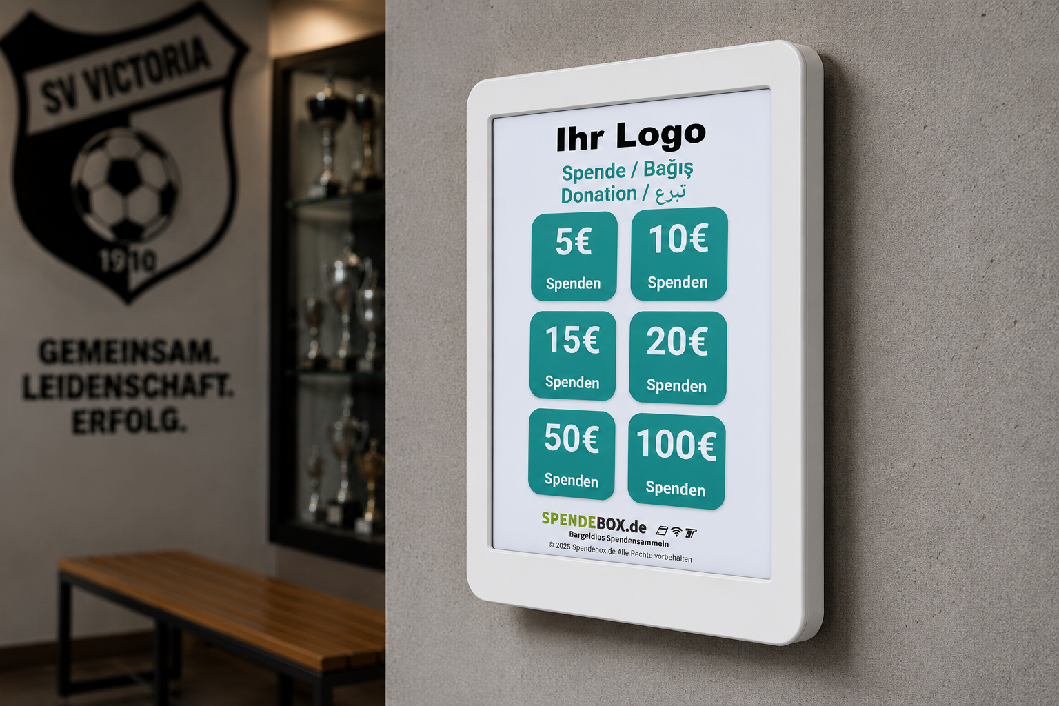 Pro Wandmontage – digitales Spendenterminal Vorbestellung