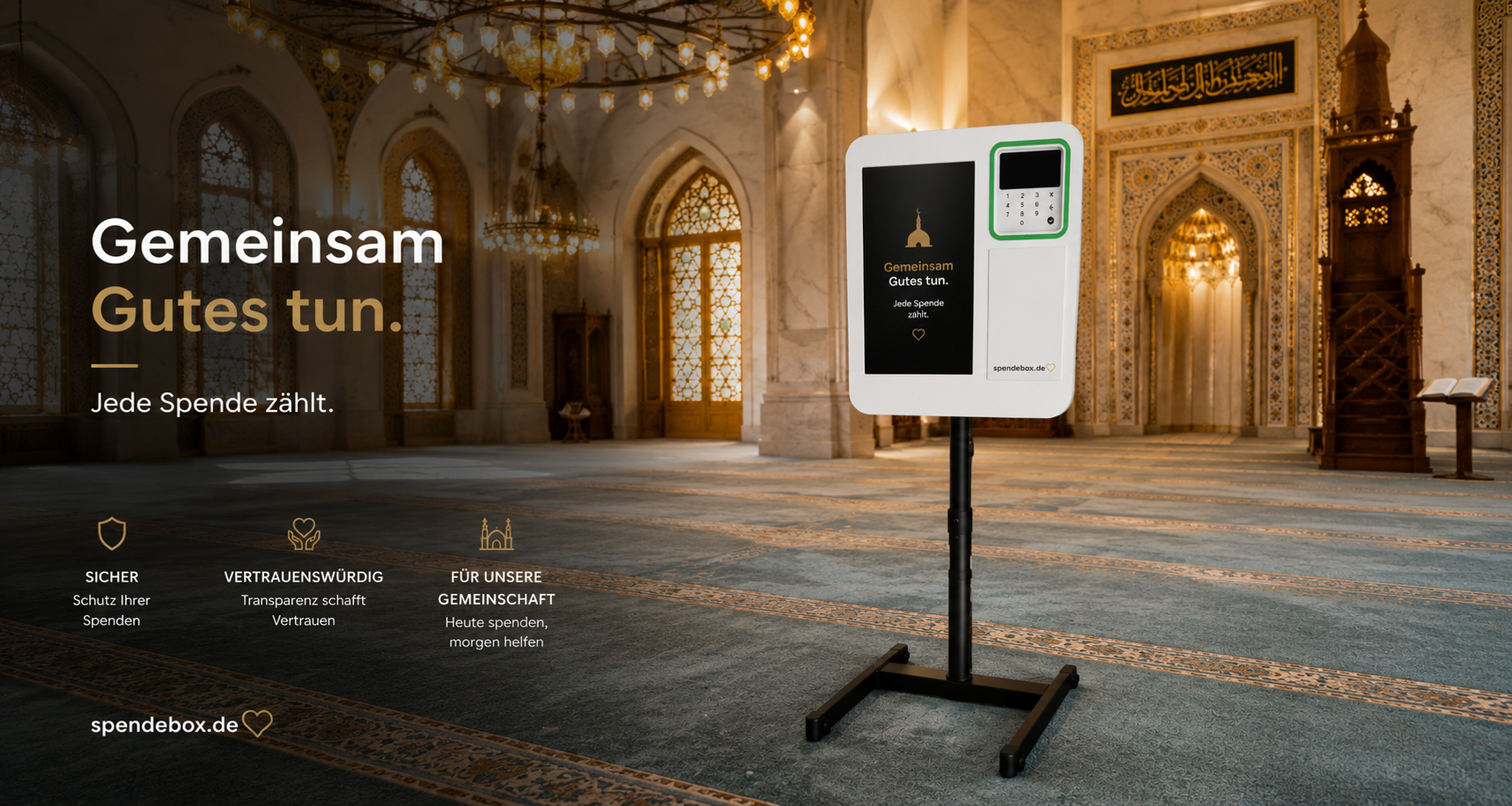 Digitale Spendensäule für Moscheen und Vereine mit EC-Kartenzahlung – Standfuß